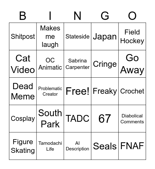 Instagram Reels Bingo Card