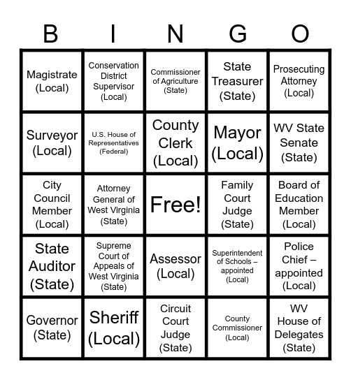 CIVIC ENGAGEMENT BINGO Card