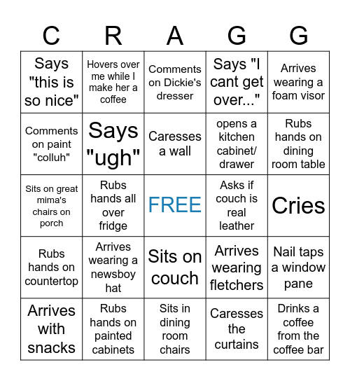 CRINGO (craggle bingo) Bingo Card
