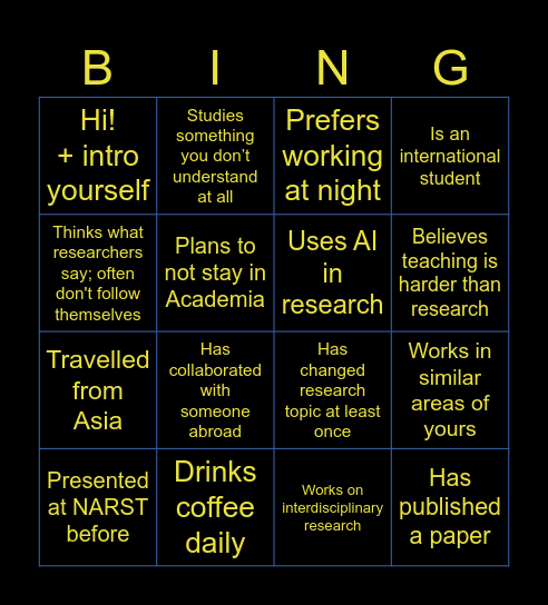 NARST Bingo Card