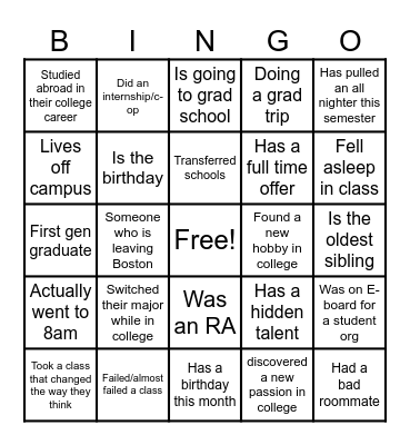 Senior Sunset Cruise 26' Bingo Card