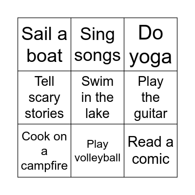Camping Bingo Card
