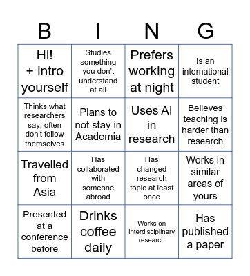Conf. Bingo Card