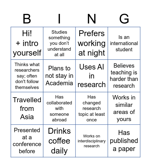 Conf. Bingo Card