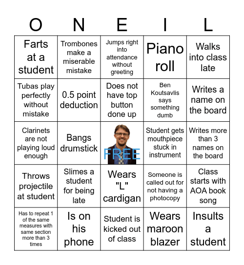 Music Class Bingo Card