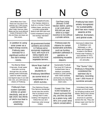 Green City Freiburg Bingo Card