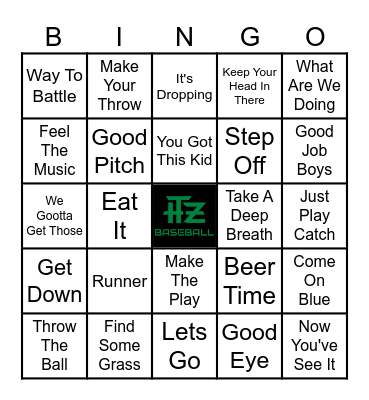 Baseball Dads Sayings Bingo Card