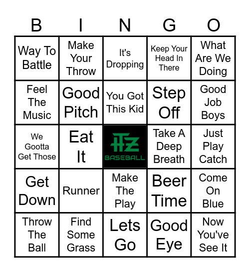 Baseball Dads Sayings Bingo Card