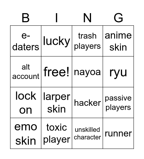 jjs Bingo Card