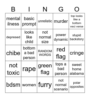 yaoi Bingo Card