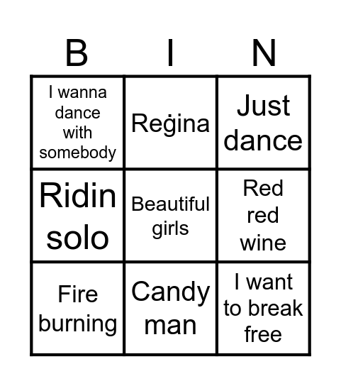 Hens Party Bingo Card