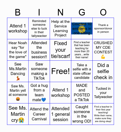 2026 STATE FFA CONVENTION Bingo Card