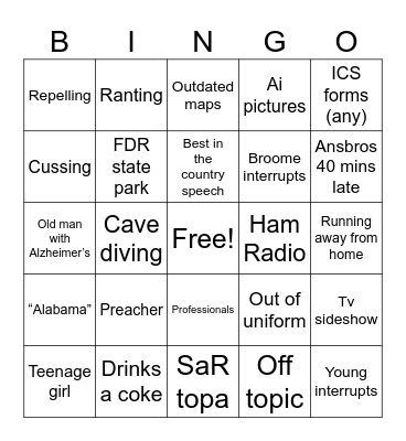 Kurt SaR Bingo Card