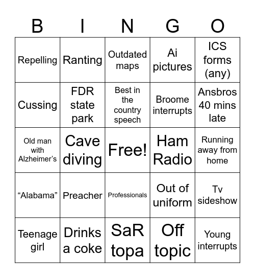 Kurt SaR Bingo Card