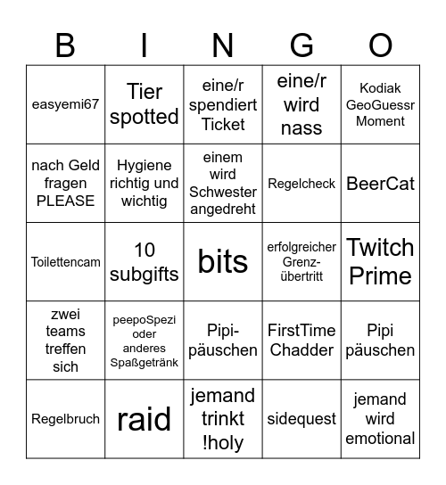 easybingo The Race Staffel 3 Folge 8 Bingo Card