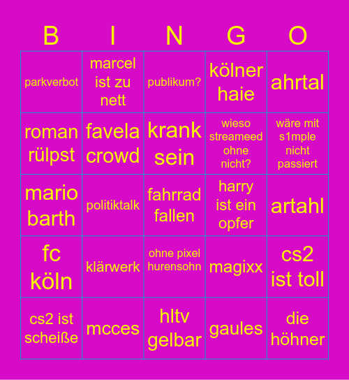 ahrtal Bingo Card