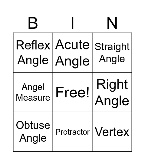 Angle Bingo Card