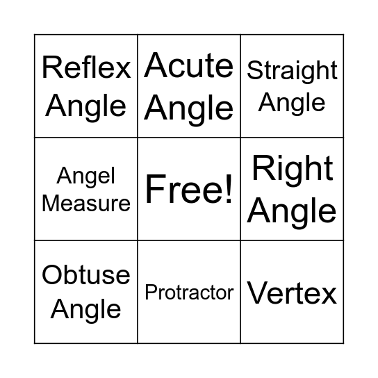 Angle Bingo Card