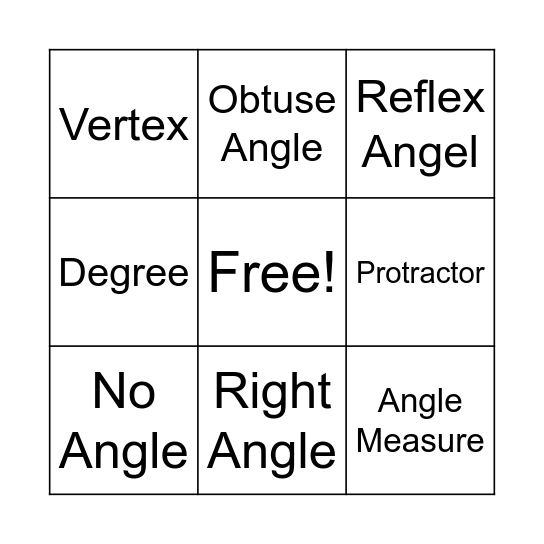 Angle Bingo Card