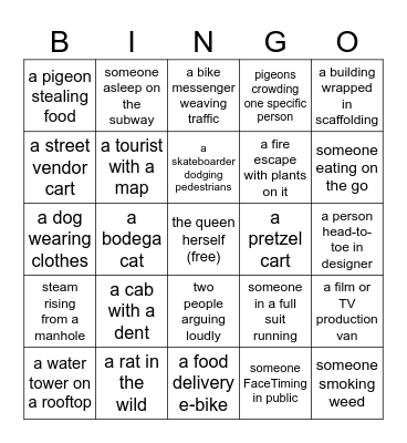 NYSee Bingo Card