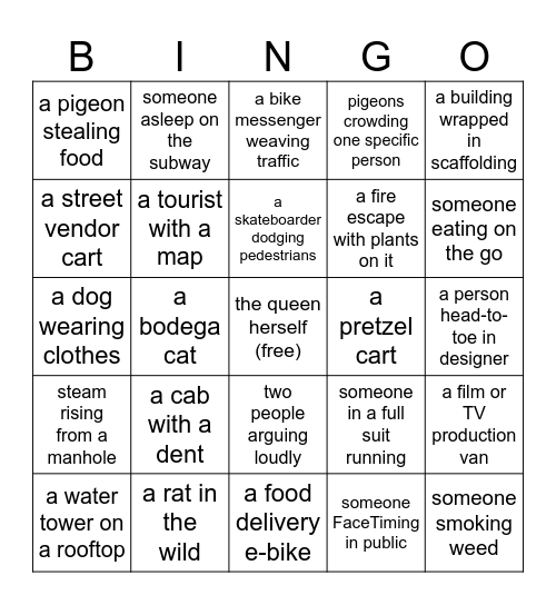 NYSee Bingo Card