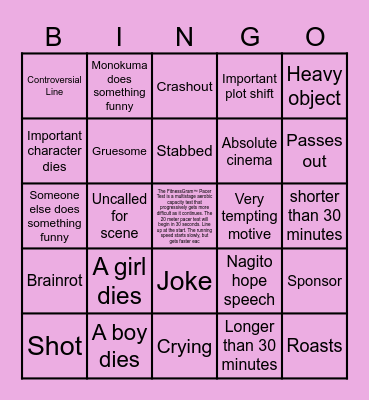 Plushroom suite episode 2 bingo Card