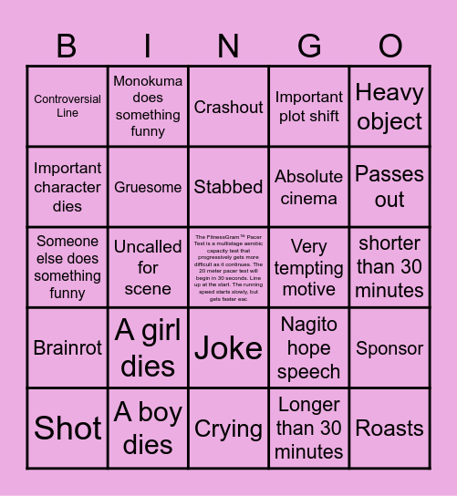 Plushroom suite episode 2 bingo Card