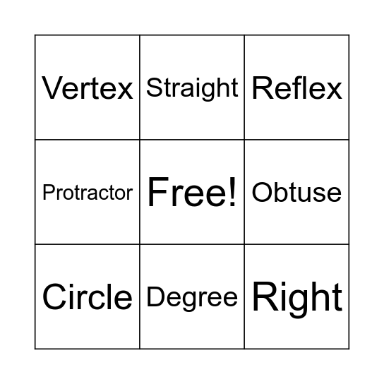 Angle Bingo Card