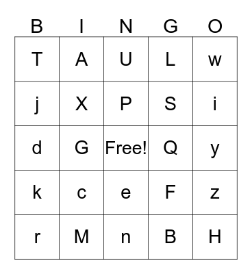Alphabet Bingo Card