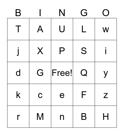Alphabet Bingo Card