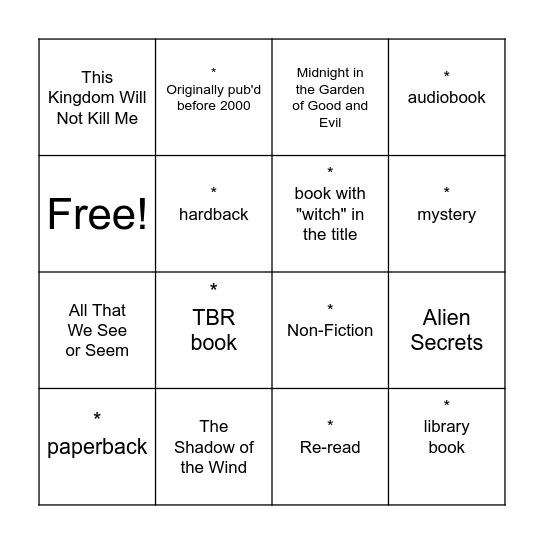 april-may 2026 Bingo Card
