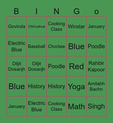 Birthday bingo Card