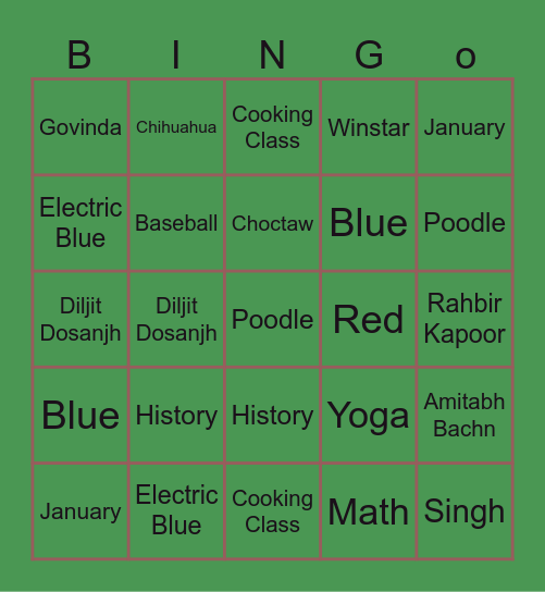 Birthday bingo Card