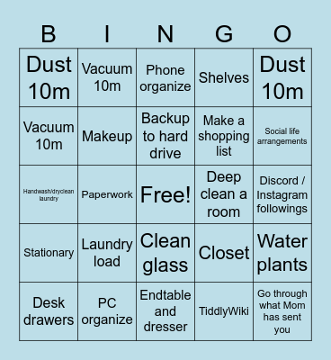 Maintenance Bingo Card