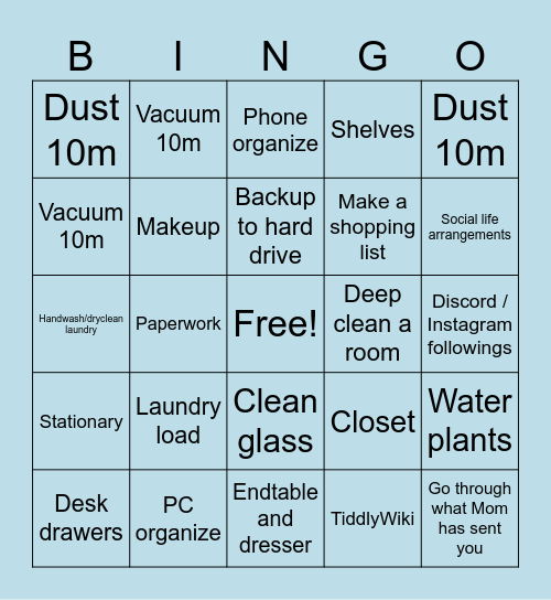 Maintenance Bingo Card