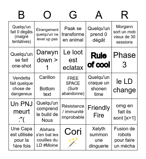 Bingo de la Bogar Bingo Card