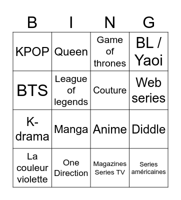 Bingo Obsession / Phase Bingo Card