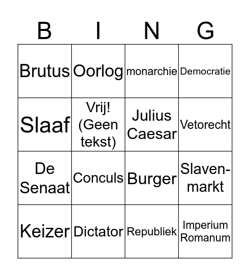 Het Romeinse Rijk Bingo Card