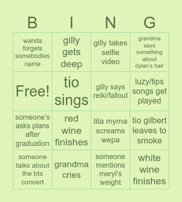 grandmas birthday bingo Card