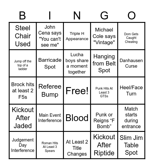 Wrestlemania 42 Night 2 Bingo Card