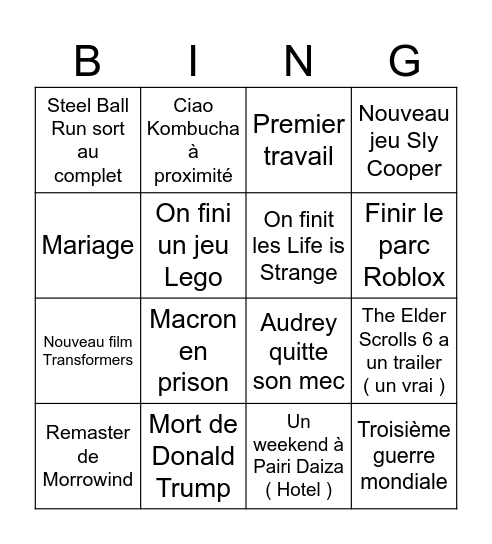 BINGO 2026 MAXIME Bingo Card