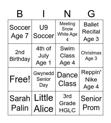 Kristin's Bridal Shower Bingo Card
