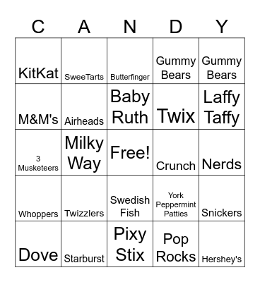Candy Bingo Card