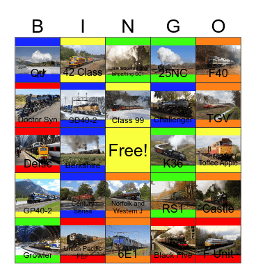 Hot Spots Series, Colorful Trains Series, Tracks of the Beaver and other Highball Productions Bingo Card