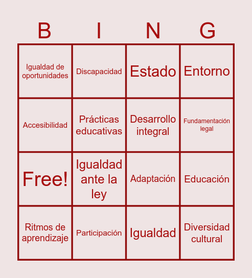 Fundamentación  Legal Bingo Card