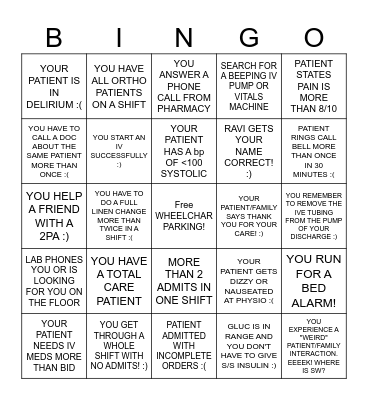 NURSE BINGO Card