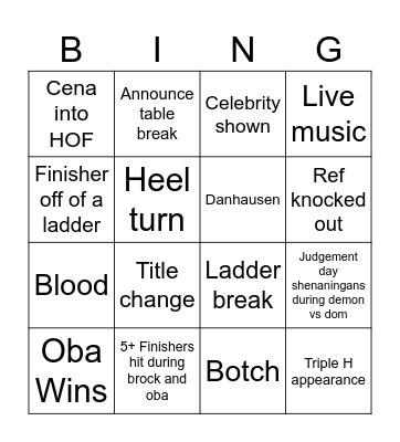 Wrestlemania 42 Night 2 Bingo Card