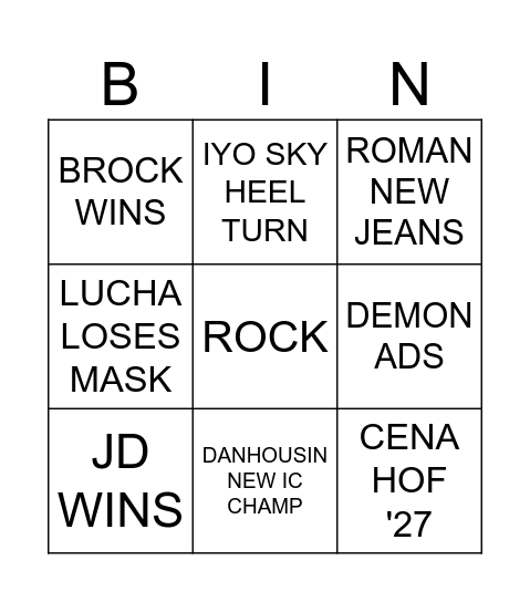 EXTREME BINGO Card