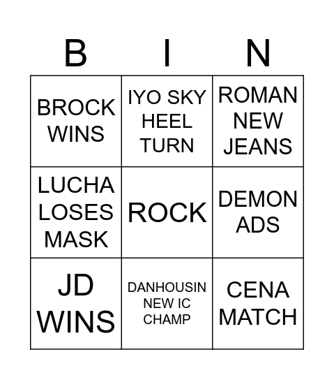 EXTREME BINGO Card