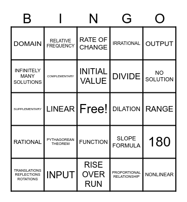 8TH GRADE BOOT CAMP BINGO Card
